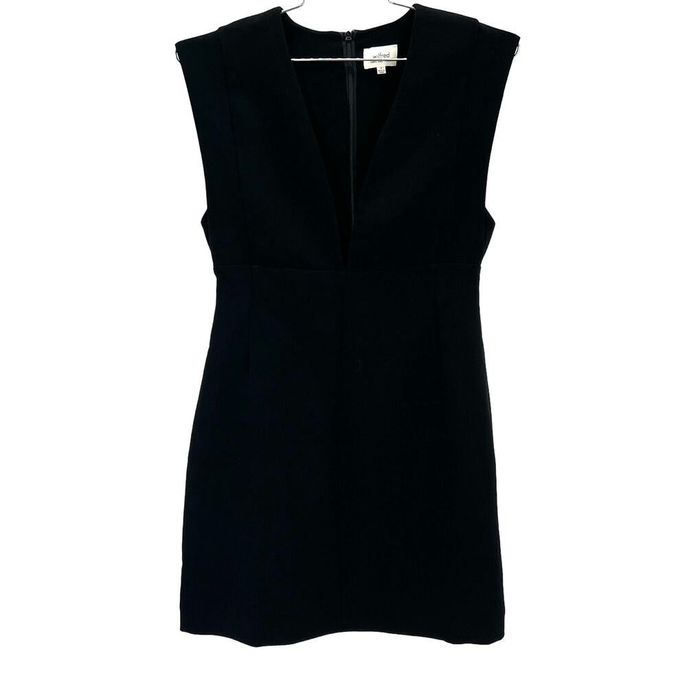Wilfred Aritzia women’s plongent V neck black dress career business. Designer